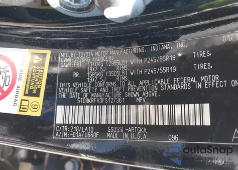 2015 Toyota Highlander Limited Platinum V6 из США, поврежденный, VIN 5TDDKRFH3FS127361